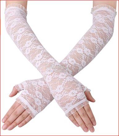 Fingerless Knuckle Glove UV Sun Protection French Lace Fancy Costume