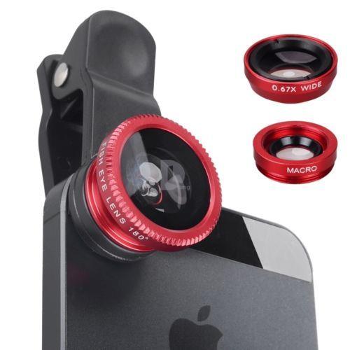 Fisheye Lens Lenses Clip Fish Eye Wide Angle 3 in 1 Phone camera