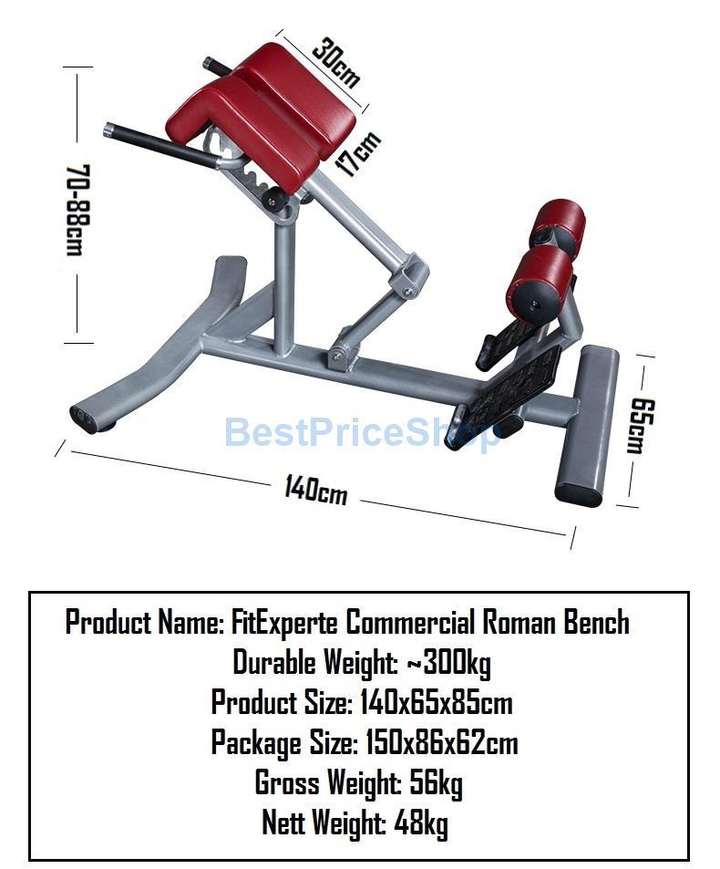 Fitexperte Fitness Adjustable Roman Bench Chair Back Extension 6 Packs