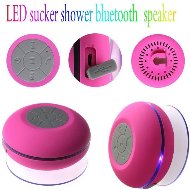 Flashing LED Bluetooth Shower Speaker with Suction Cup
