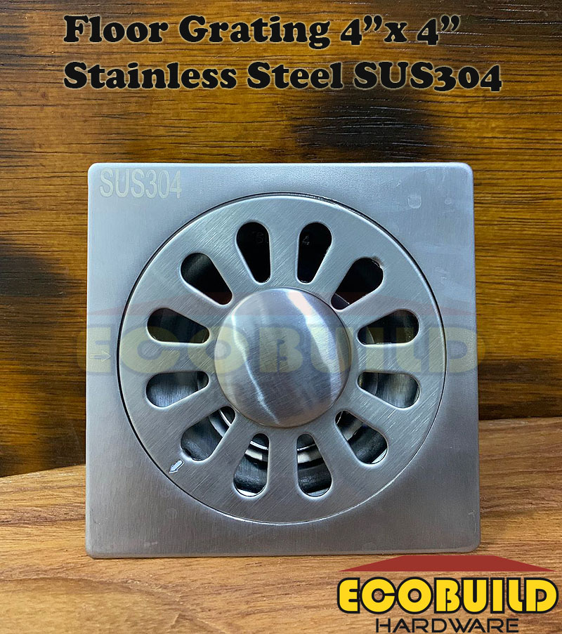 Floor Grating 4&quot; x 4&quot; Stainless Steel SUS304 with Hose Outlet (Thick)