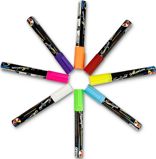 Fluorescent Neon Marker Pen 8 Color Erasable Liquid Chalk Highlighter