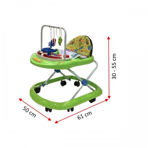 Foldable 8 Wheels Adjustable Height Baby Walker With Music And Light