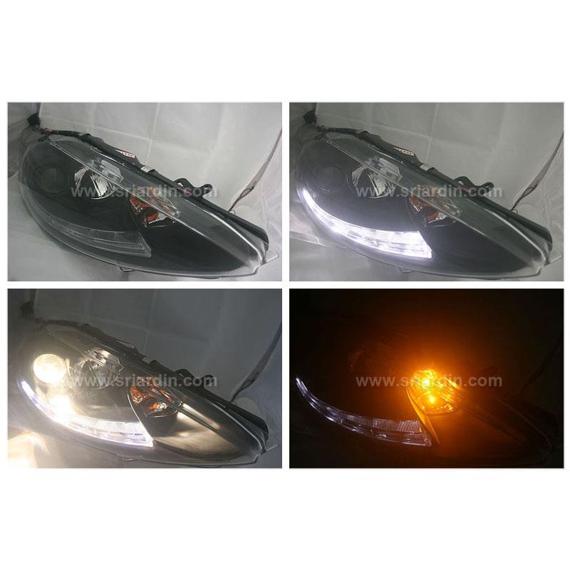 Ford Fiesta 09-13 Black Projector Headlamp w LED