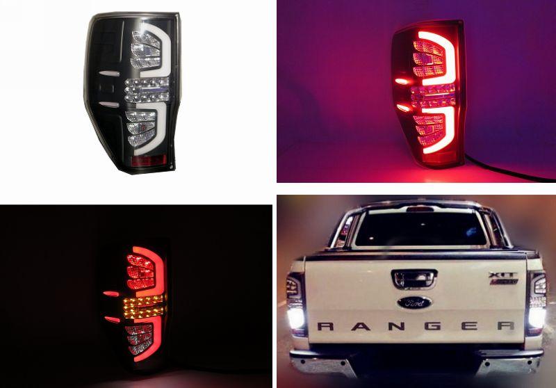 Ford Ranger '13 LED Light Bar Tail Lamp [Full Smoke / Black Housing]