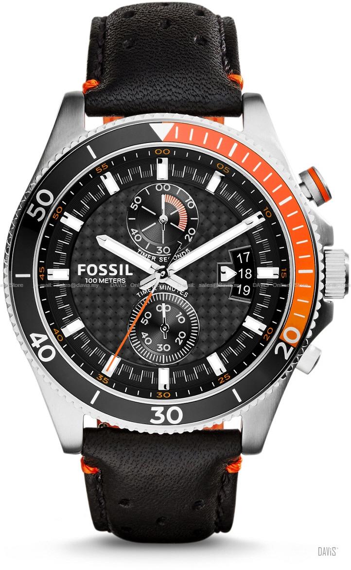 FOSSIL CH2953 Men's Wakefield Chronograph Leather Strap Black