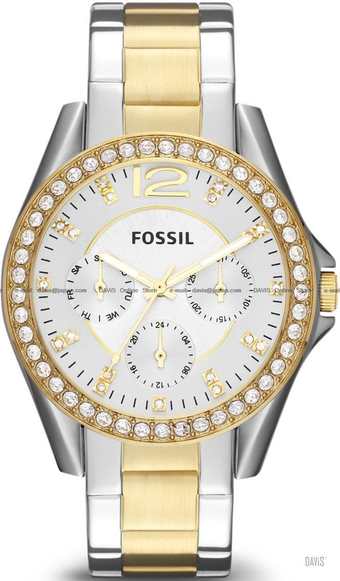 FOSSIL ES3204 Women's Riley Multifunction Glitz Bracelet Silver Gold