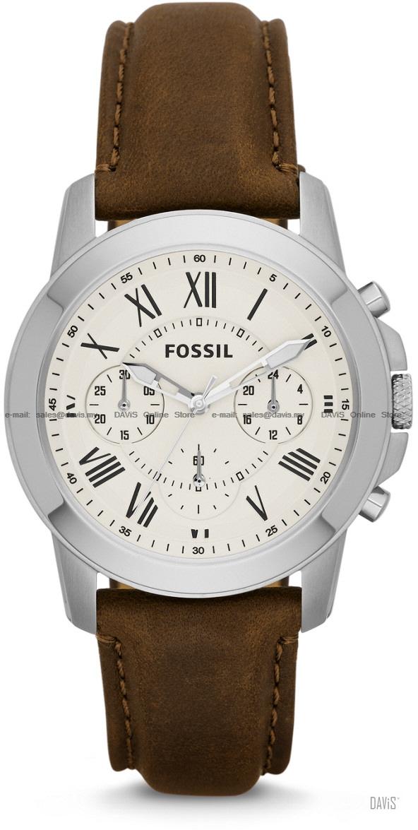 FOSSIL FS4839 Men's Analogue Grant Chronograph Leather Strap Brown