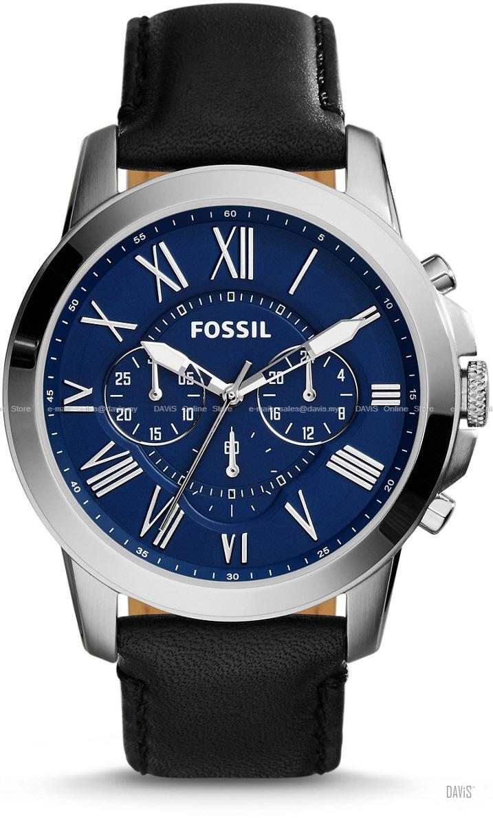 FOSSIL FS4990 Men's Analogue Grant Chronograph Leather Strap Black
