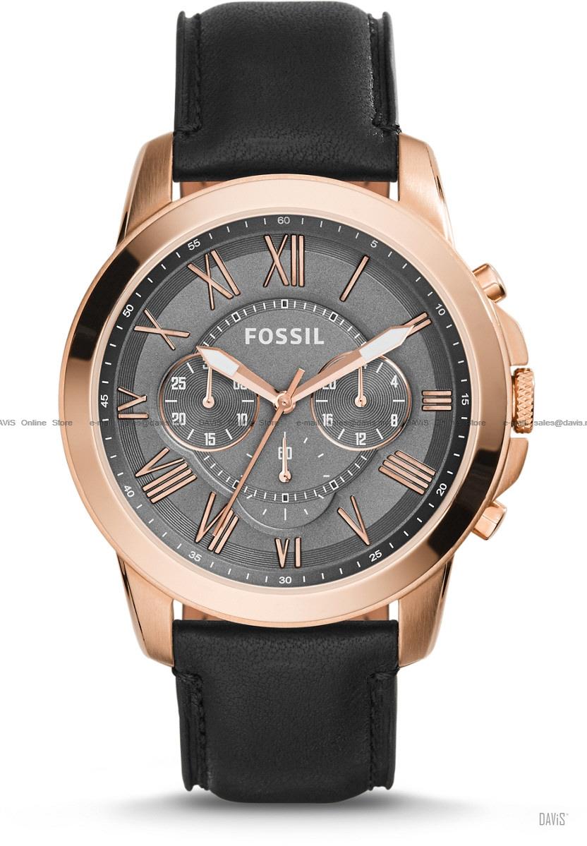 FOSSIL FS5085 Men's Grant Chronograph Leather Strap Gunmetal
