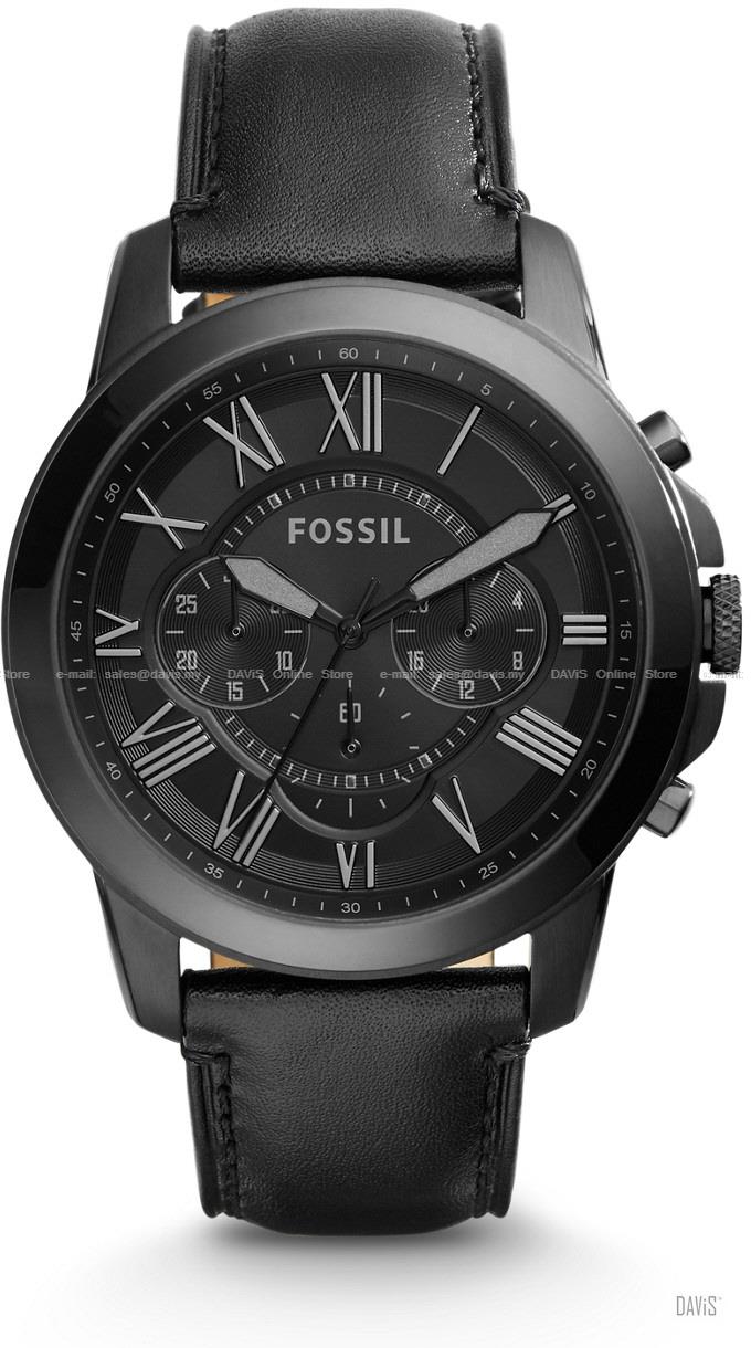 FOSSIL FS5132 Men's Grant Chronograph Leather Strap All Black