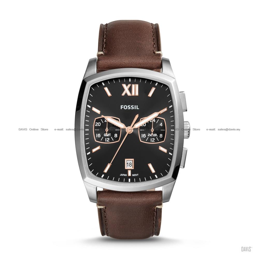 FOSSIL FS5356 Men's Knox Dual Time Leather Strap Brown
