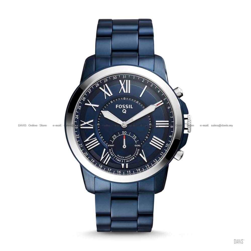 FOSSIL FTW1140 Men's Q Grant Hybrid Smartwatch SS Bracelet Navy Blue