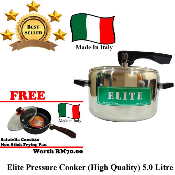 [FREE FRYING PAN] AMGO Elite Pressure Cooker 5 Litre [Made In Italy]