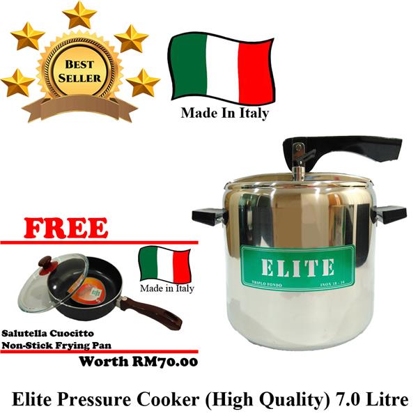 [FREE FRYING PAN] AMGO Elite Pressure Cooker 7 Litre [Made In Italy]