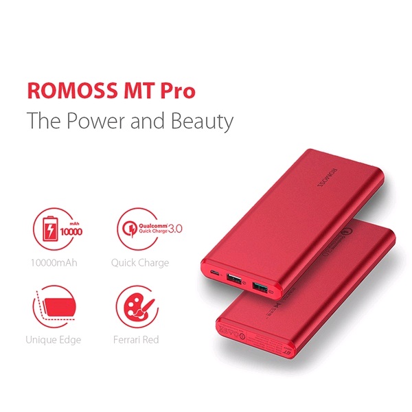 (Free Pouch) Original ROMOSS GT Pro 10000mAh Power Bank