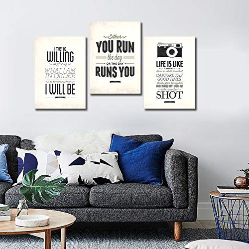 Free Shipping 3 Pieces Inspirational Canvas Wall Art For Bedrooms Quote Motiv