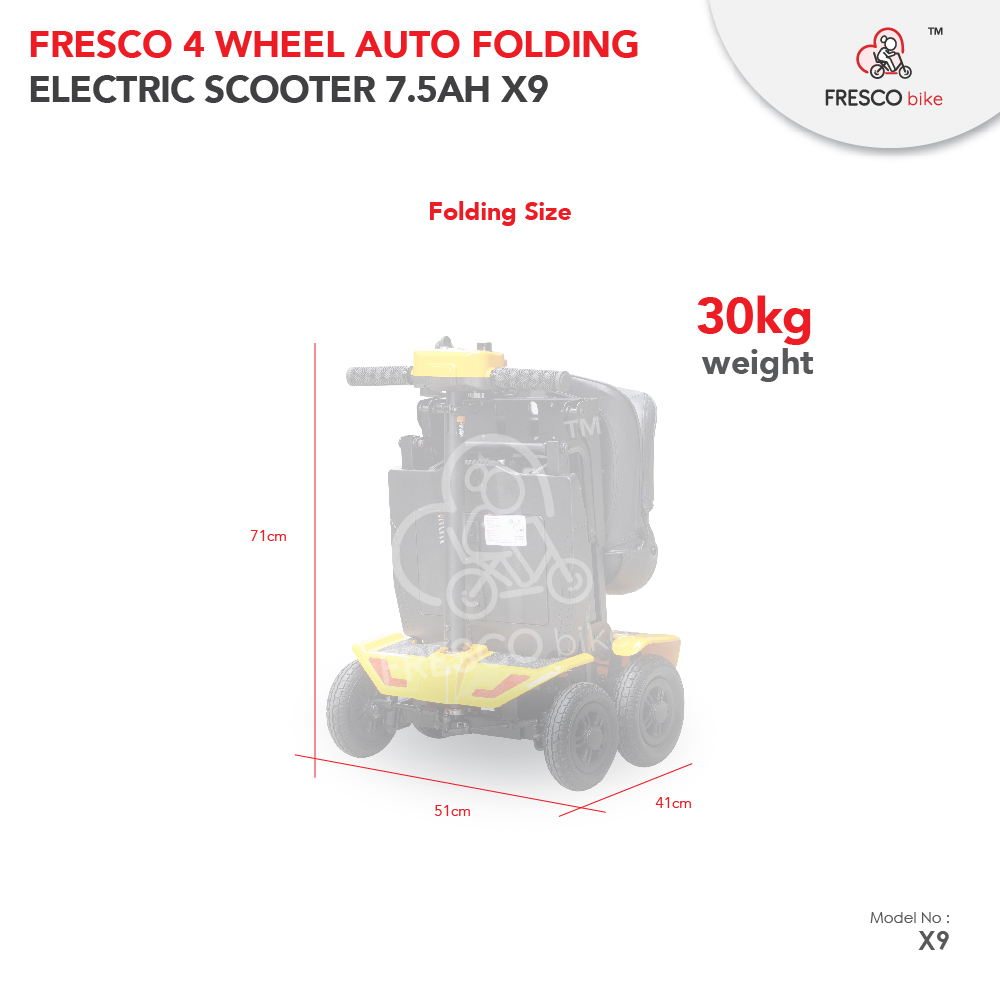 Fresco Auto Folding 4 Wheel Electric Scooter 7.5Ah X9