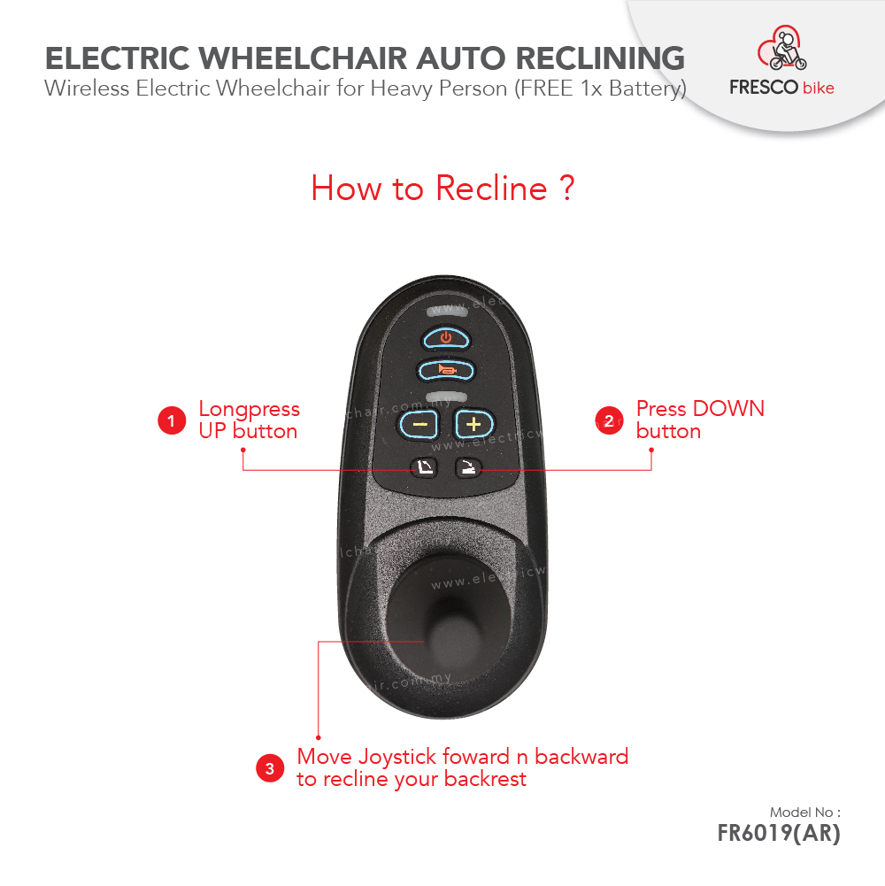 Fresco Auto Reclining Wireless Electric Wheelchair with remote control