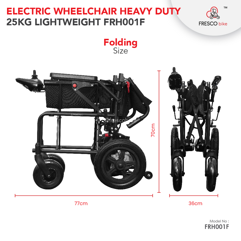 Fresco Bike Electric Wheelchair 25KG Lightweight Foldable FRH001F
