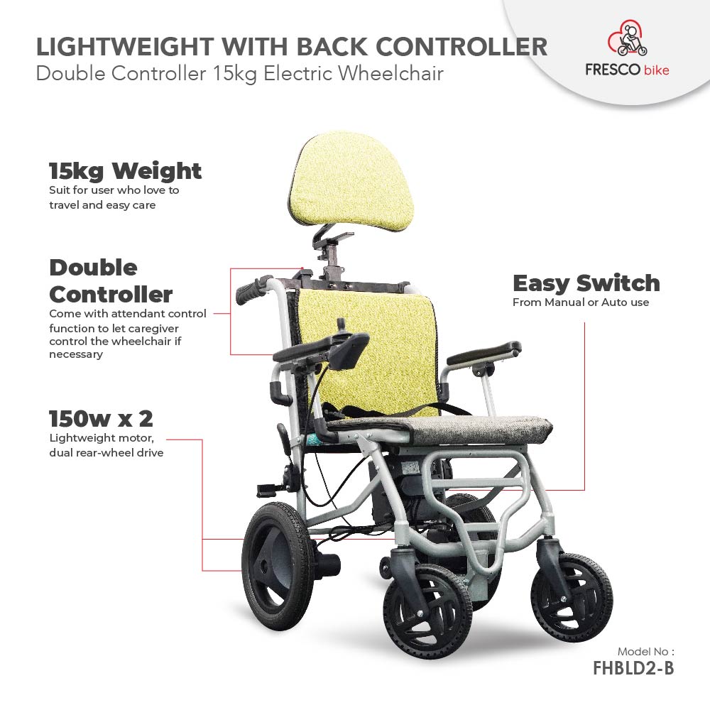 Fresco Electric Wheelchair Lightweight (Double Controller) 15kg