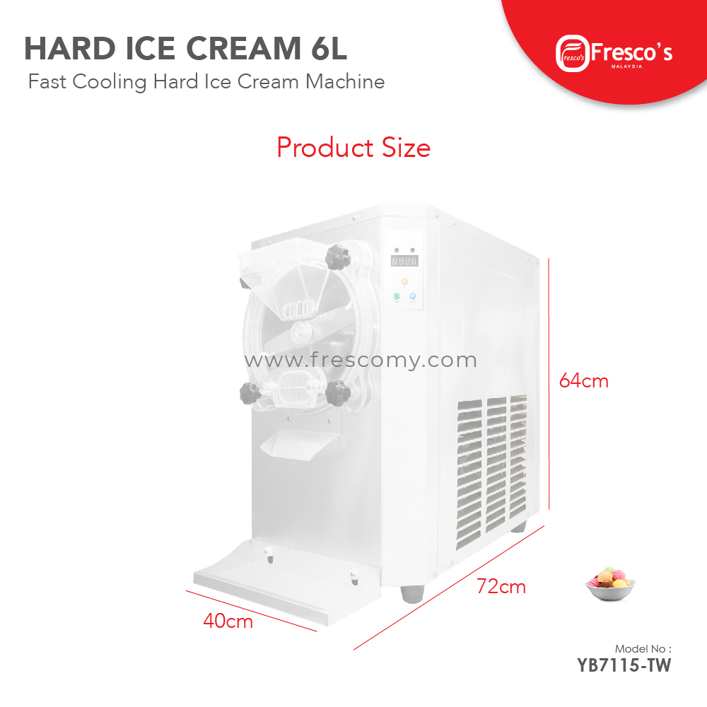 Fresco Fast Cooling Hard Ice Cream Machine 6 Liter