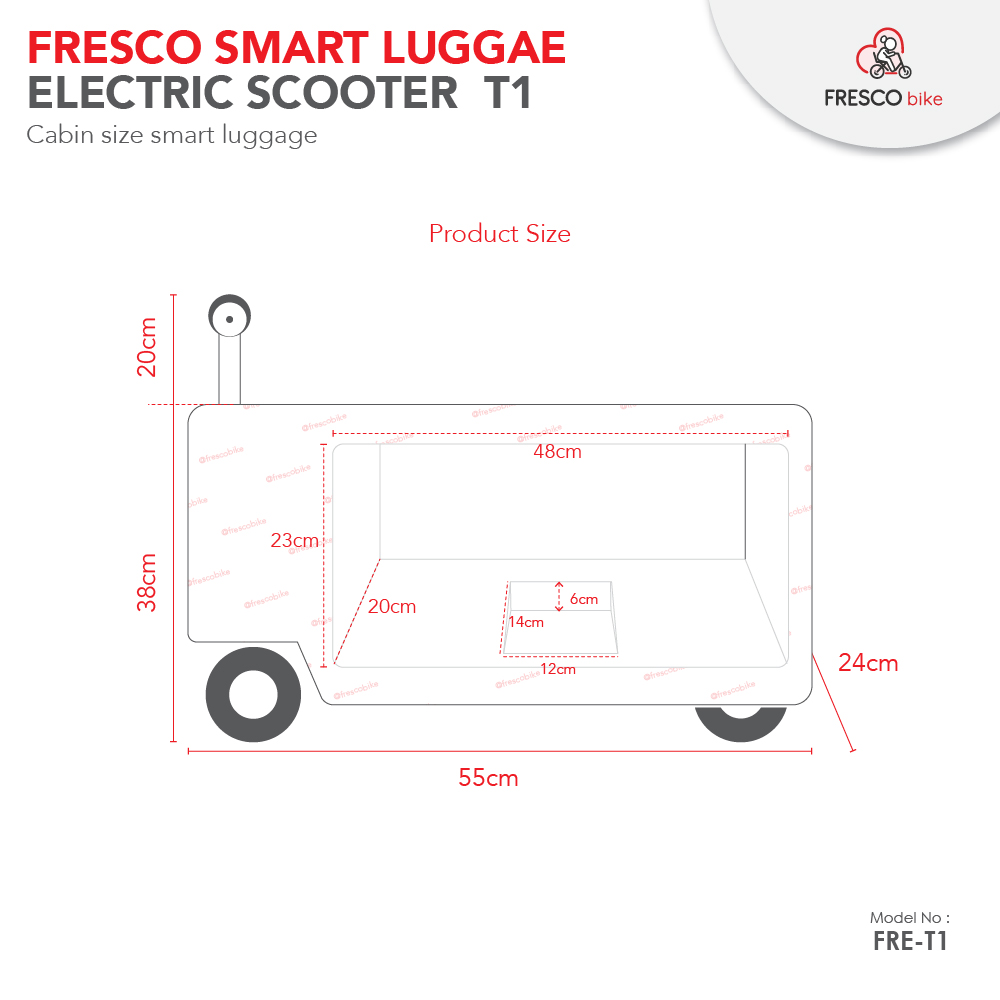 Fresco Smart Luggage Electric Scooter T1 Max Loading 130kg