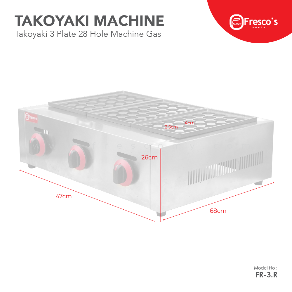 Fresco Takoyaki 3 Plate Machine Gas