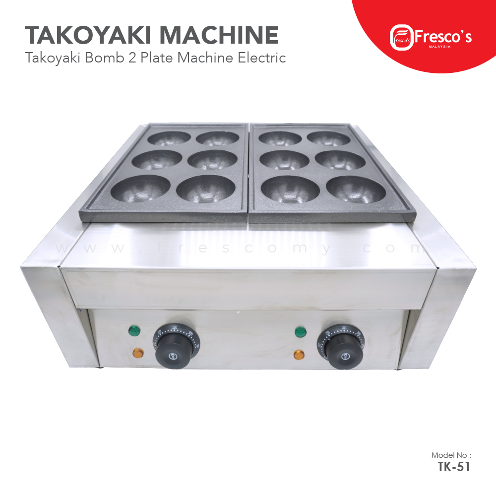 Fresco Takoyaki Bomb 2 Plate Machine Electric