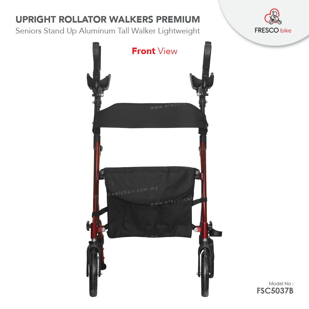Fresco Upright Rollator Walkers for Seniors Stand Up Aluminum Tall