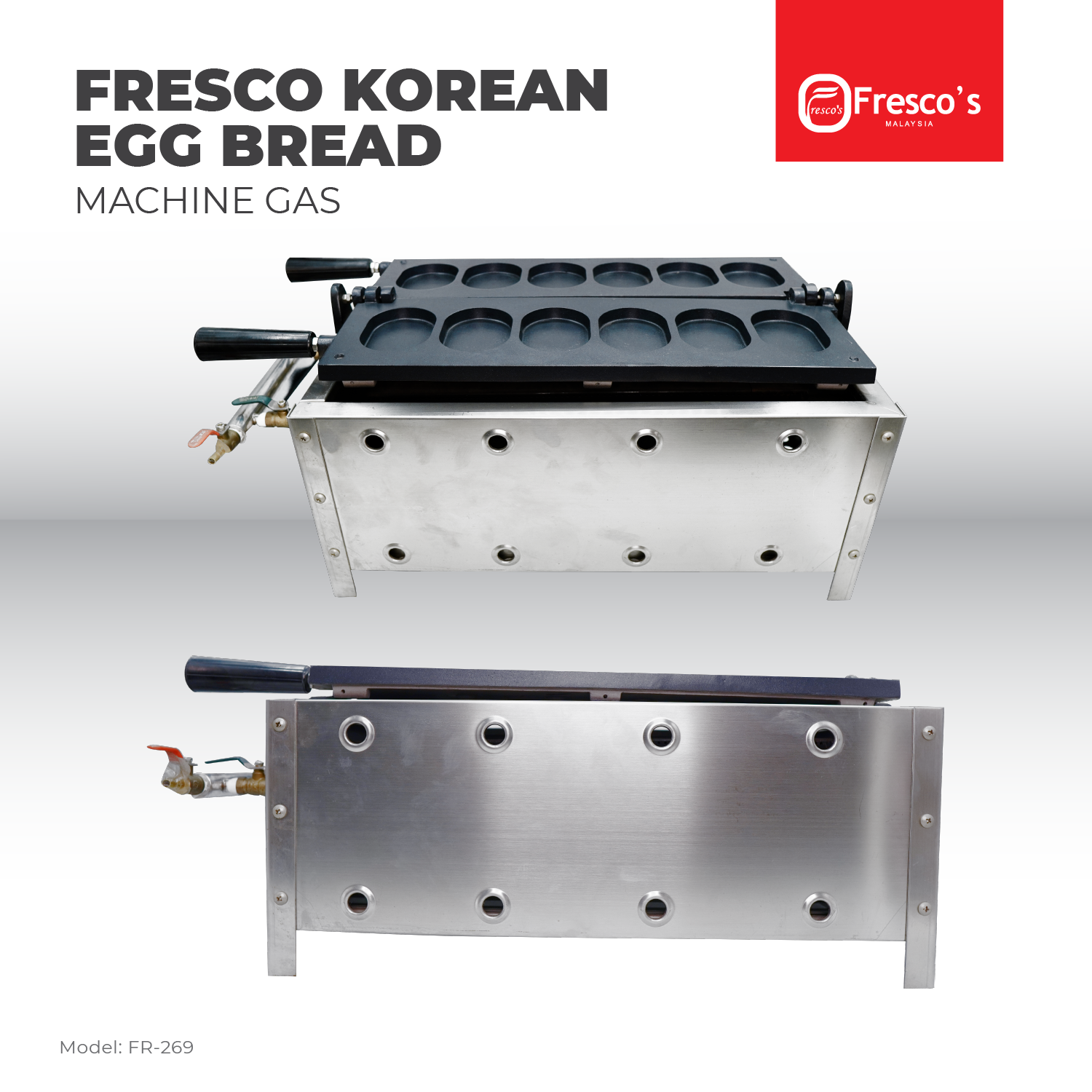 Fresco Waffle Egg Bread Korea Gaeran Bbang Maker Machine Gas
