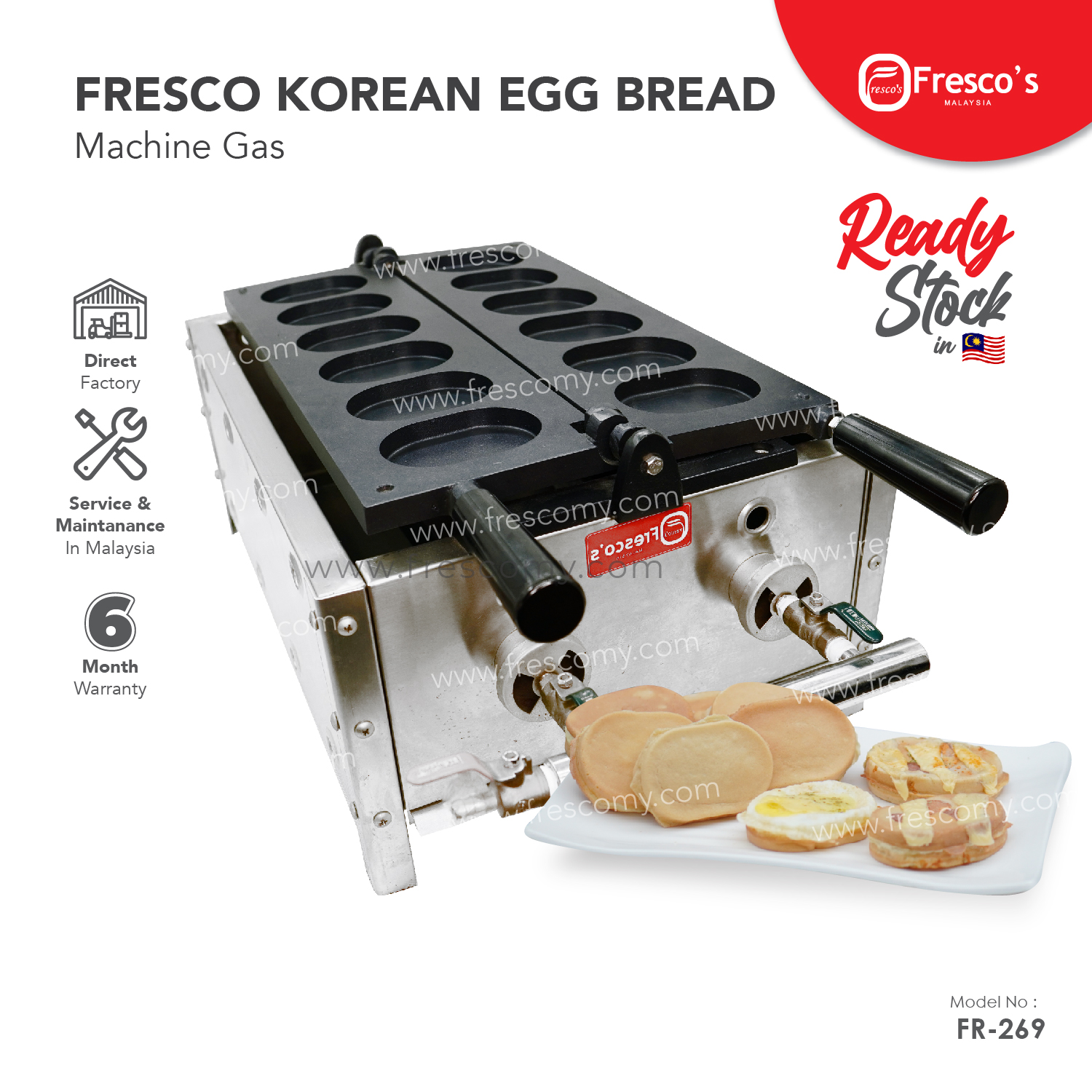 Fresco Waffle Egg Bread Korea Gaeran Bbang Maker Machine Gas