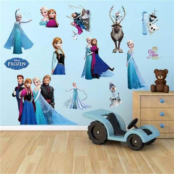 Frozen Elsa Anna Cartoon Kids Room Wall Stickers Removable Sticker