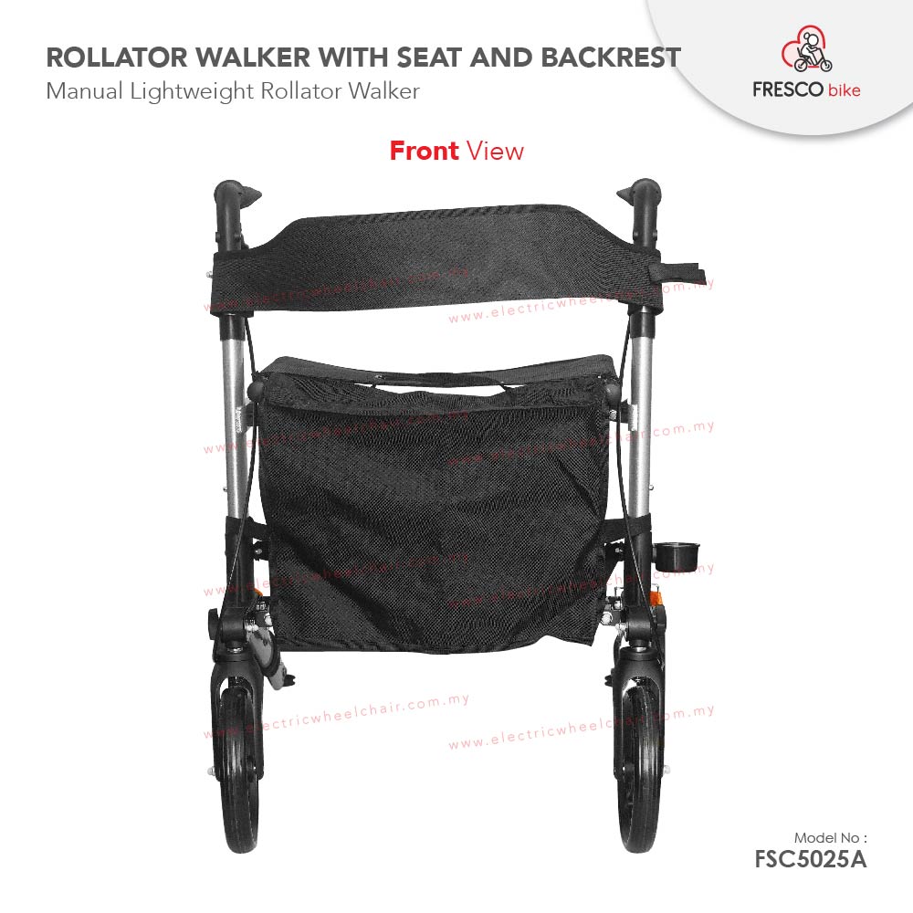 FSC5025A Fresco Rollator Walker with Seat and Backrest