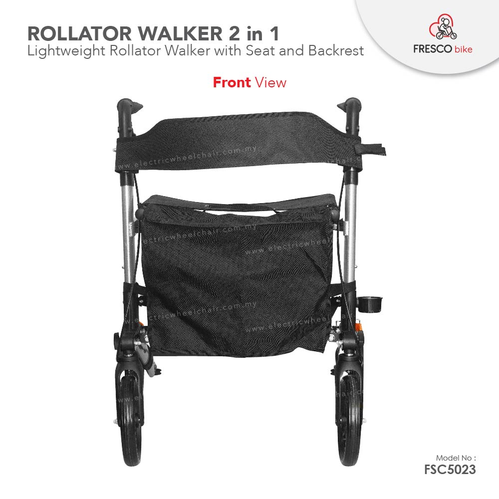 FSC5025A Fresco Rollator Walker with Seat and Backrest