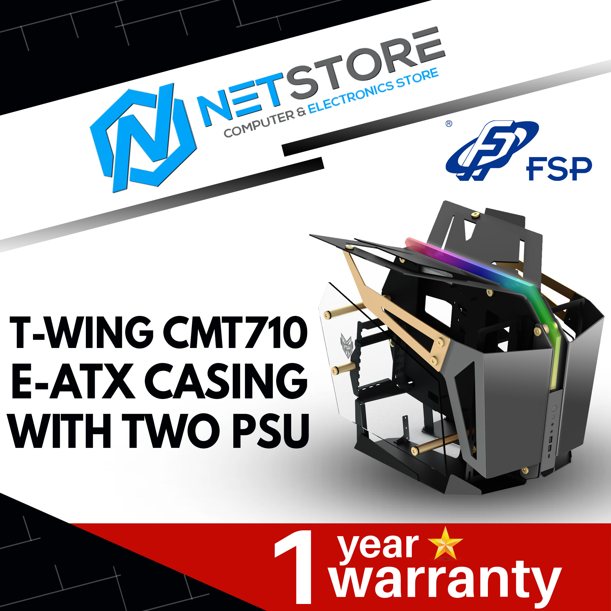FSP T-WING CMT710 E-ATX CASING WITH TWO PSU - FSP-CMT710