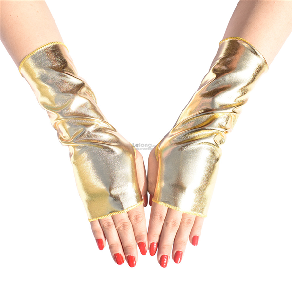 Full Finger-Fingerless-Gloves Soft Shiny Leather-Glam Chic Stage