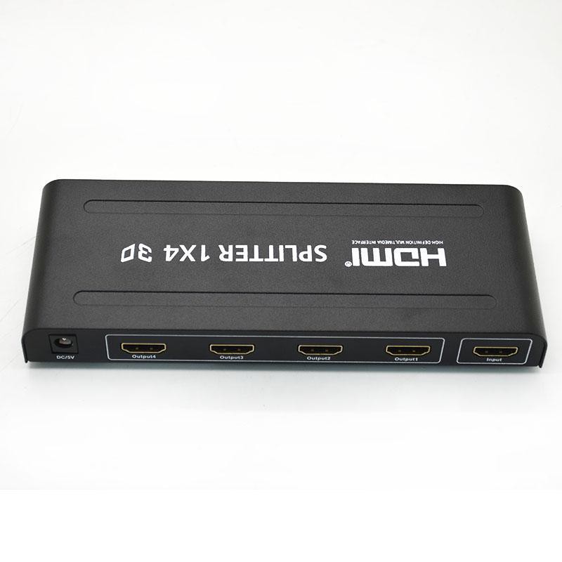 Full HD1080p 4 Port HDMI Splitter 1X4 HDMI 1.4 Video Audio 1 In 4 Out TV Exten