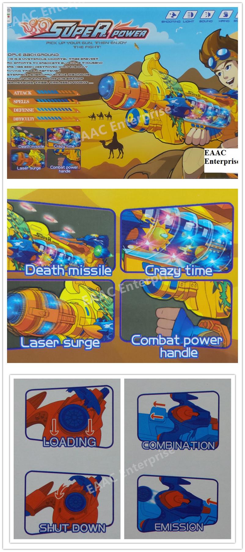 Fun & Amazing Super Power Gun with Light; Music; Bullet; Scroll Screen