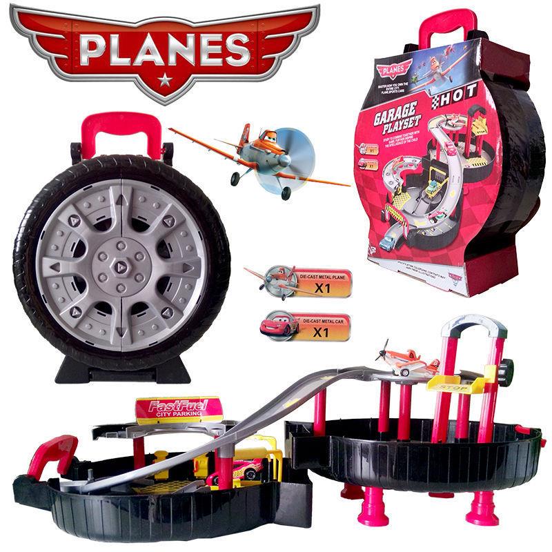 Garage Playset Toy Car Race Tracks with Die Cast Mcqueen Car & Plane