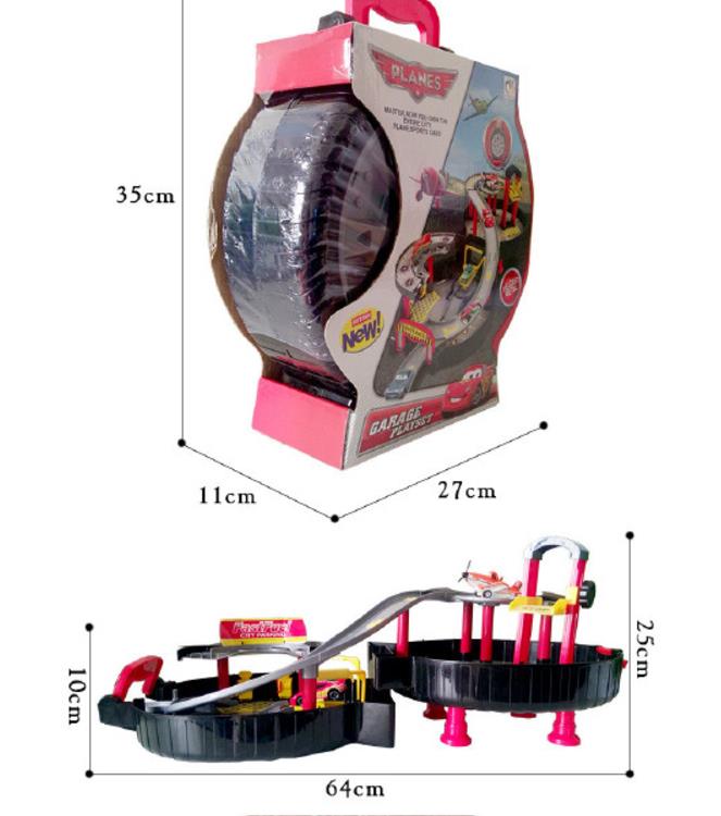 Garage Playset Toy Car Race Tracks with Die Cast Mcqueen Car & Plane