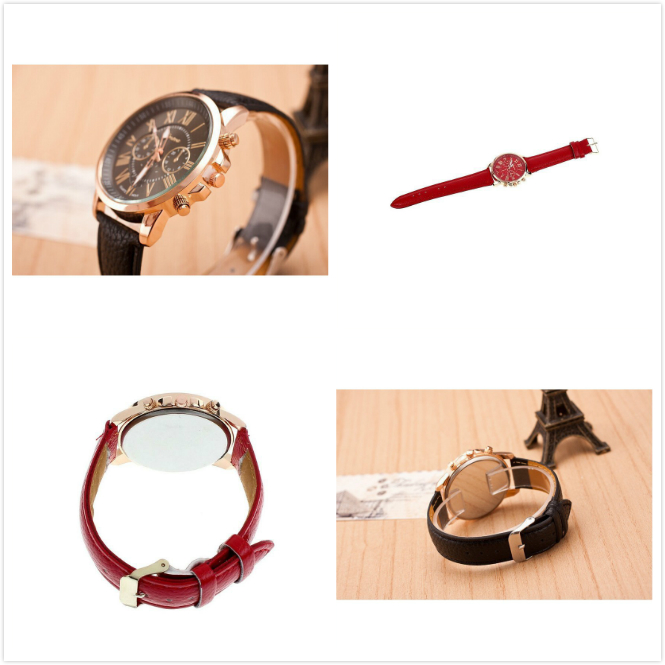 Geneva Women's Fashion Roman Numerals Faux Leather Watch (WITH BOX) - R392