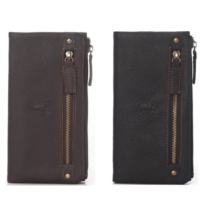 Genuine Cow Leather Unisex Long Wallet