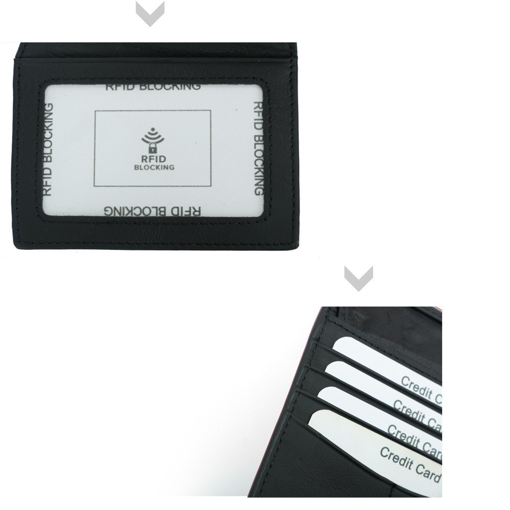 Genuine DKER Men Leather Wallet Carbon Fiber Design RFID Blocking Black Purse 