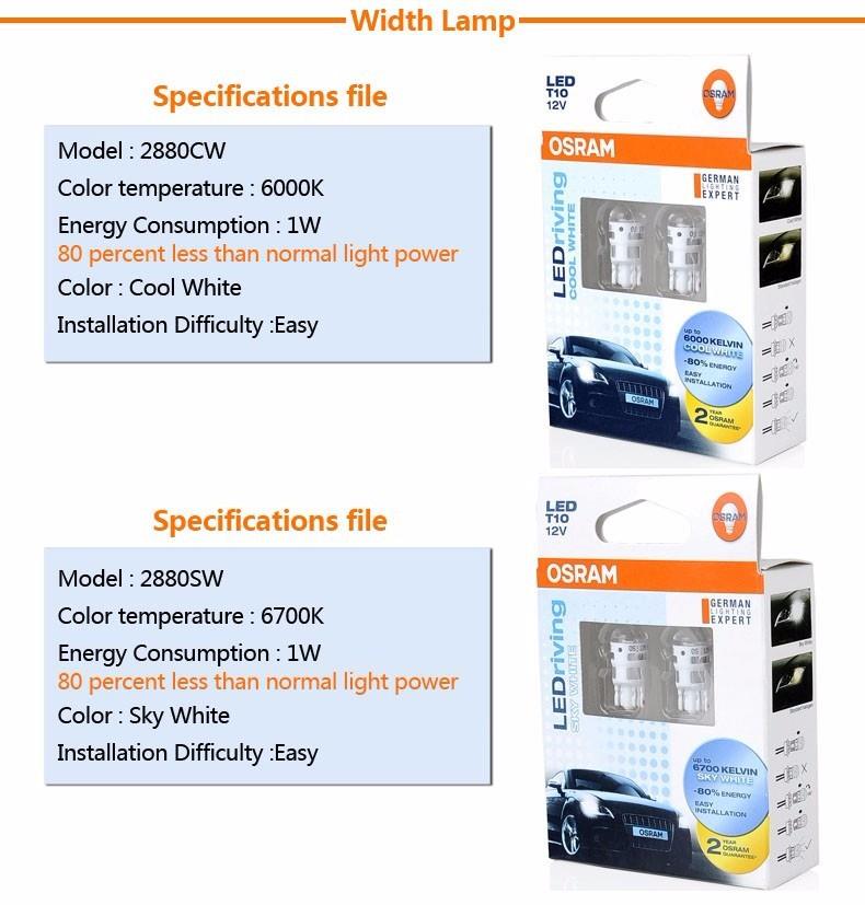 GENUINE OSRAM 4090 T10 LED 12V COOL WHITE-6000K/SKY WHITE-6700K