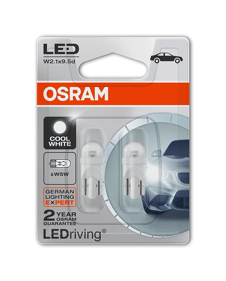 2x OSRAM LEDriving W5W 501 12V W2.1x9.5d Warm White 4000K Wedge Bulbs 2850WW-02B