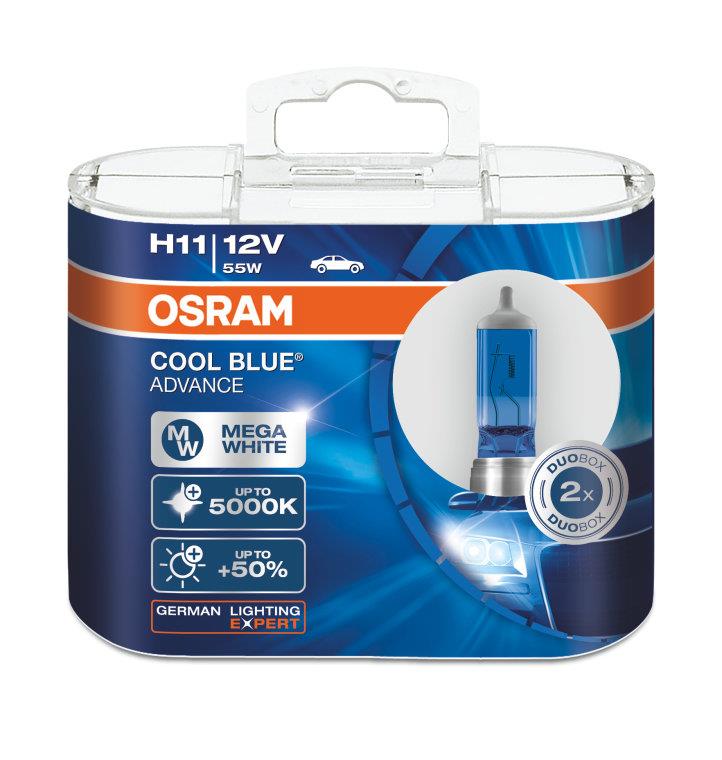 Genuine Osram H11 Cool Blue Advance 5000K +50% More Light (Latest)