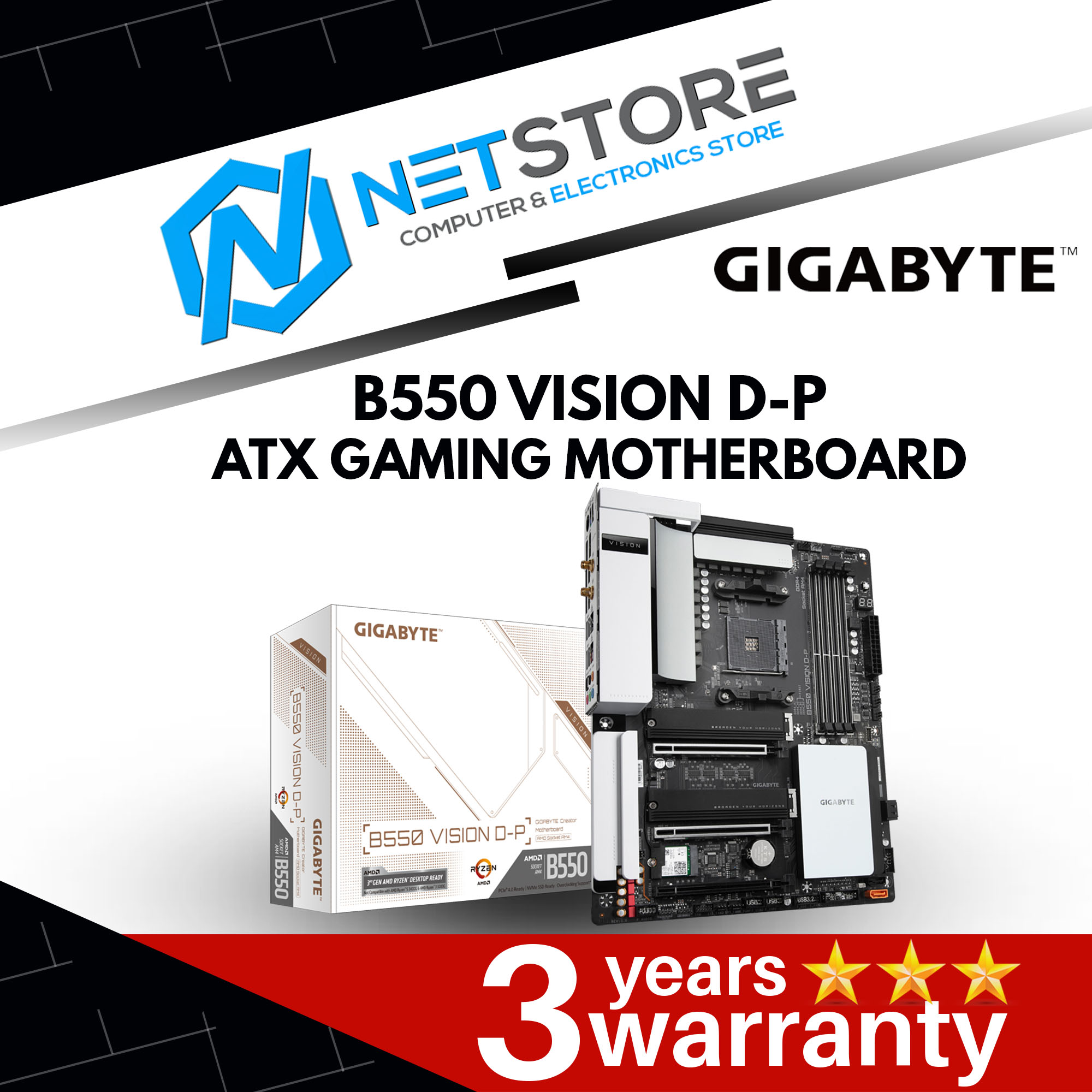 GIGABYTE B550 VISION D-P AMD B550 ATX GAMING MOTHERBOARD