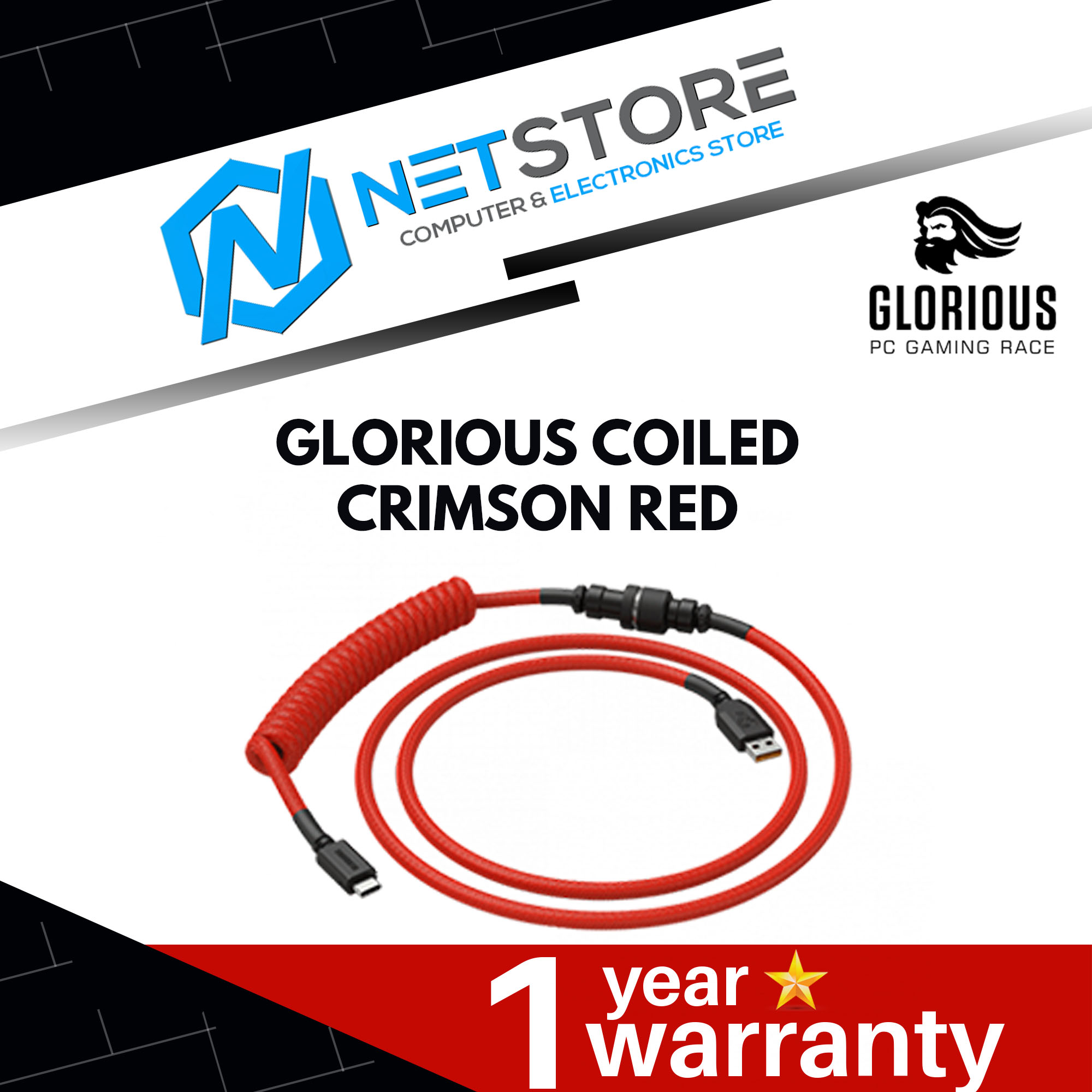 GLORIOUS COILED CABLE - CRIMSON RED - GLO-CBL-COIL-RED