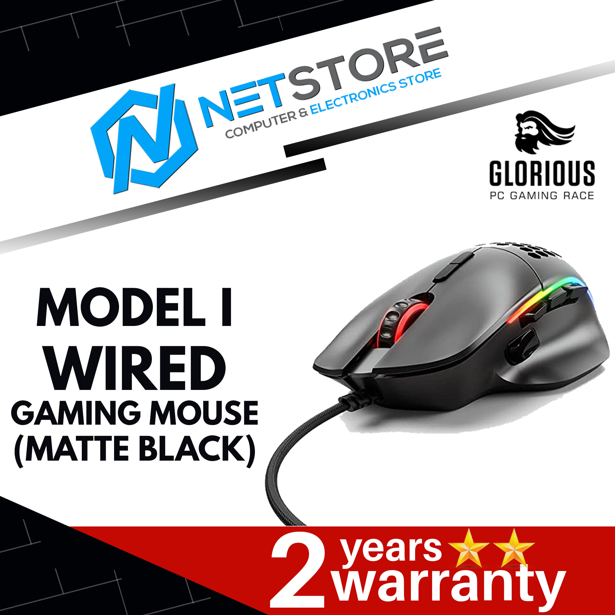 GLORIOUS MODEL I WIRED GAMING MOUSE (MATTE BLACK) - GLO-MS-I-MB